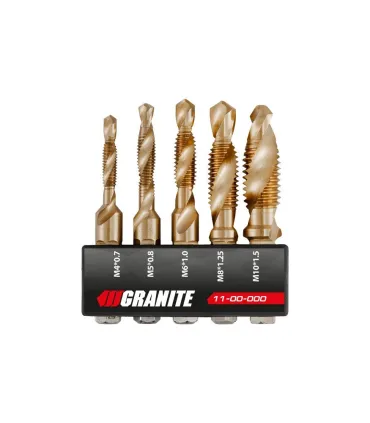Zestaw wierteł-gwintowników GRANITE 5 szt. z chwytem sześciokątnym HSS M4-M10 DIN338 11-00-000
