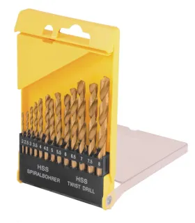 Zestaw wierteł MASTERTOOL do metalu 13 szt. HSS TiN 2 - 8 mm plastikowa skrzynka TiN 11-0413