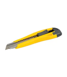 Nóż z odłamywanym ostrzem MASTERTOOL 18 mm, metalowe prowadnice, zacisk przyciskowy, 2 ostrza 17-0106