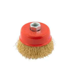 Szczotka tarczowa MASTERTOOL druciana czołowa - ryflowany drut mosiężny Ø 75 mm M14 19-7107