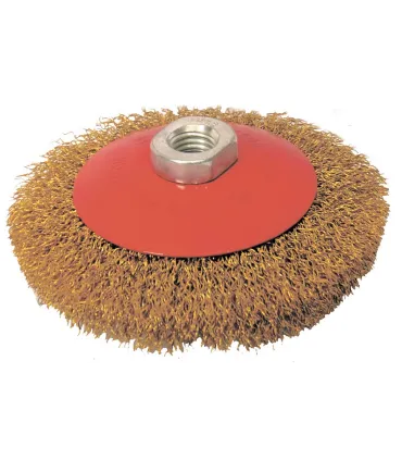 Szczotka tarczowa MASTERTOOL druciana okrągła - ryflowany mosiężny drut Ø 100 mm M14 19-8110