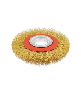Szczotka tarczowa MASTERTOOL druciana boczna - ryflowany drut mosiężny Ø 150*32 mm 19-9215