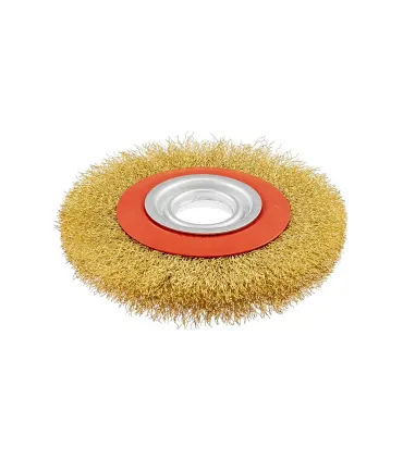 Szczotka tarczowa MASTERTOOL druciana boczna - ryflowany drut mosiężny Ø 150*32 mm 19-9215