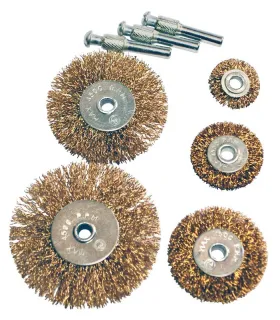 Zestaw drucianych mosiężnych szczotek bocznych do wiertarki 1/4" MASTERTOOL Ø20/40/50/63/75 mm 5 szt. 19-9500