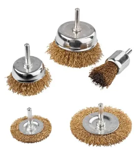 Zestaw drucianych mosiężnych szczotek do wiertarki 1/4" MASTERTOOL Ø25/50/75// 50/75 mm, 5szt. 19-9501