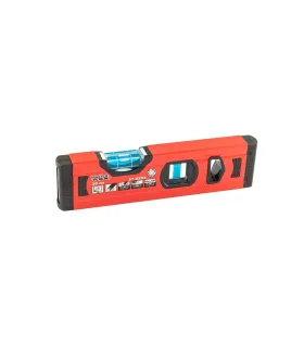 Poziomica aluminiowa budowlana MASTERTOOL PROFI 20 cm 2 libelki 0, 5 mm/m 0, 03° wnęka do montażu na rurach 37-0203