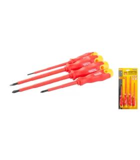 Wkrętaki izolowane MASTERTOOL 1000V zestaw 4 szt. PH1*80/PH2*125/SL3*100/SL5.5*125 40-1500