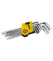 Klucze sześciokątne MASTERTOOL 1, 5-10 mm 74/172 mm z kulistą końcówką, CRV zestaw 9 szt. 75-0957