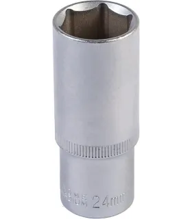 Nasadka nasadowa przedłużona 6-kątna MASTERTOOL 1/2" 24 mm L 78 mm CRV 78-0524