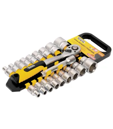 Zestaw nasadek MASTERTOOL PROFI 1/2 " 8-32 mm CrV grzechotka 72T, przedłużka 20 szt. 78-1220