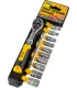Zestaw nasadek MASTERTOOL PROFI 1/4 " 4-13 mm CrV grzechotka 72T, przedłużka 12 szt. 78-1412