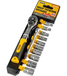 Zestaw nasadek MASTERTOOL PROFI 1/4 " 4-13 mm CrV grzechotka 72T, przedłużka 12 szt. 78-1412