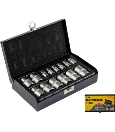 Zestaw nasadek MASTERTOOL 1/4" E4-E10 1/2" E10-E22 14 szt. w metalowej walizce 78-1414