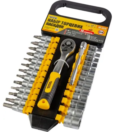 Zestaw nasadek MASTERTOOL PROFI 1/4 " 4-14 mm CrV, TORX, PH, HEX, SL, grzechotka 72T, przedłużka 28 szt. 78-1428