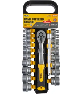 Zestaw nasadek MASTERTOOL 3/8 " 6-24 mm CrV grzechotka 72T, przedłużki 21 szt. 78-3821