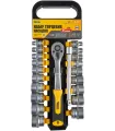 Zestaw nasadek MASTERTOOL 3/8 " 6-24 mm CrV grzechotka 72T, przedłużki 21 szt. 78-3821