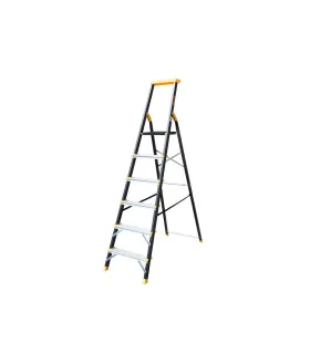 Drabina schodkowa aluminiowa MASTERTOOL 6 metalowych stopni h 1282 mm max 150 kg 79-1206