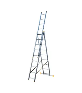 Drabina aluminiowa MASTERTOOL teleskopowa 3*9 stopni h 6200 mm max 150kg 79-1309