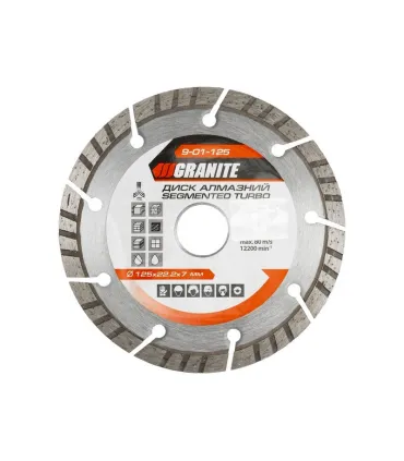 Tarcza diamentowa GRANITE SEGMENTED TURBO 125*2, 2 mm 22-24% 12200 obr./min 9-01-125