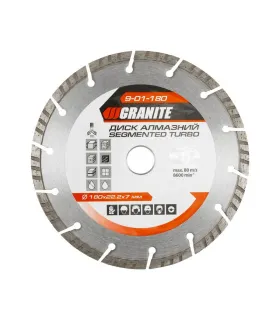 Tarcza diamentowa GRANITE SEGMENTED TURBO 180*2, 6 mm 22-24% 8600 obr./min 9-01-180