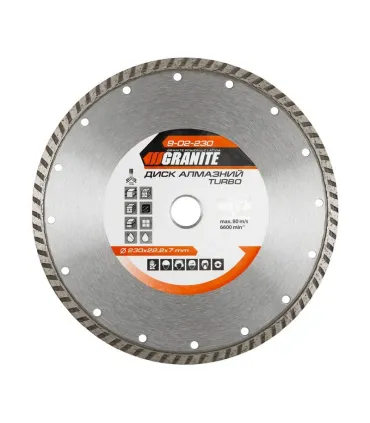 Tarcza diamentowa GRANITE TURBO 230*2, 8 mm 22-24% 6600 obr./min 9-02-230