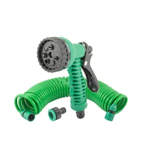 Zestaw do nawadniania MASTERTOOL 5 szt. (pistolet 7 funkcji, wąż spiralny 10 m, adapter 1/2"-3/4" żeński, końcówka 3/8" 2 szt.)