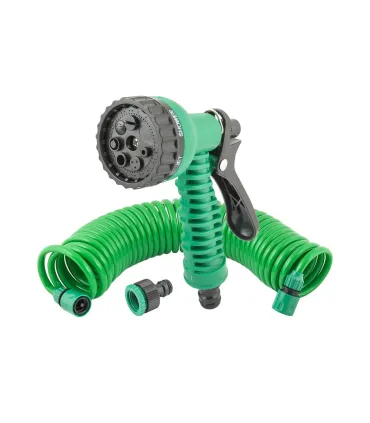 Zestaw do nawadniania MASTERTOOL 5 szt. (pistolet 7 funkcji, wąż spiralny 10 m, adapter 1/2"-3/4" żeński, końcówka 3/8" 2 szt.)