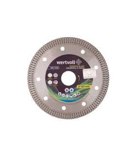 Tarcza diamentowa WERTVOLL UNIVERSAL X-FORCE do gresu porcelanowego 125*1,4 mm 0,24 wys. segmentu 10 mm adapter 22,2 - 20 mm