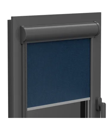 Roleta Termo (termoizolacyjna) w aluminiowej antracytowej kasecie Elite plus seria Ciemnoniebieska