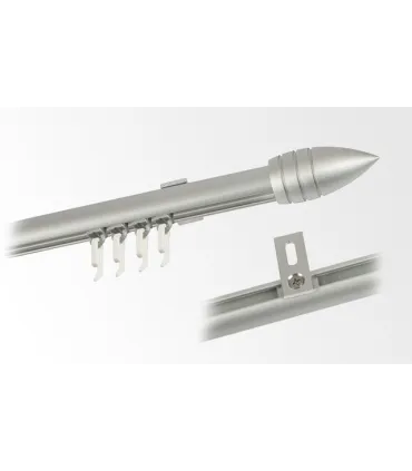 Karnisz pojedynczy profil aluminiowy INOX końcówka Pocisk frezowany