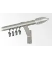 Karnisz pojedynczy profil aluminiowy INOX końcówka Pocisk frezowany