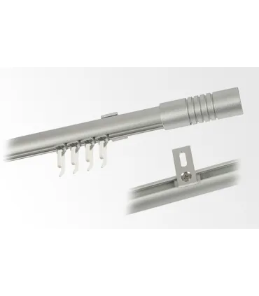 Karnisz pojedynczy profil aluminiowy INOX końcówka Pocisk frezowany