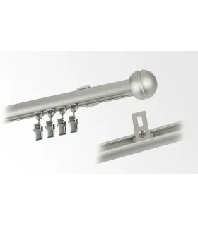 Karnisz pojedynczy profil aluminiowy INOX końcówka Kula frezowana