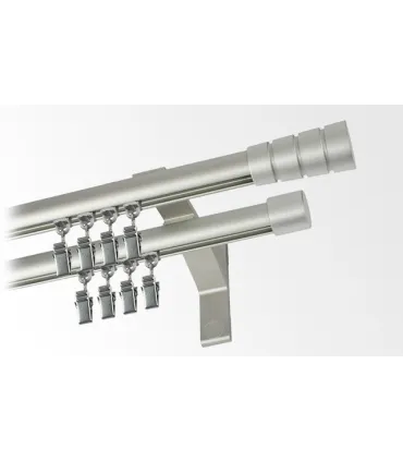 Karnisz podwójny profil aluminiowy INOX końcówka Stożek frezowany