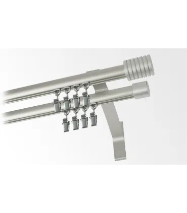 Karnisz podwójny profil aluminiowy INOX końcówka 6 Frez