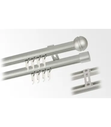 Karnisz podwójny profil aluminiowy INOX końcówka Kula frezowana