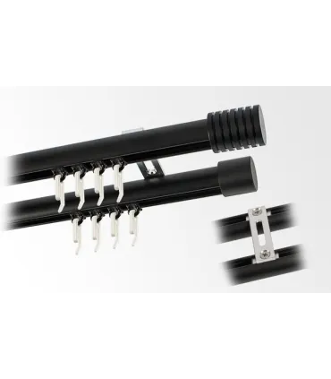 Karnisz podwójny profil aluminiowy BLACK końcówka 6 frezowana