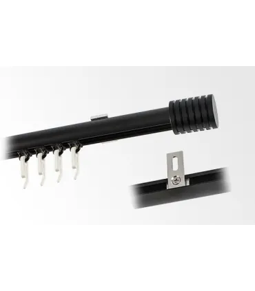 Karnisz pojedynczy profil aluminiowy BLACK końcówka 6 Frez