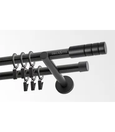 Podwójna 19mm matowa czarna końcówka Techno