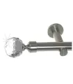 Metalowy karnisz Efekt stali nierdzewnej Ø 19 mm - Crystal kula Wspornik pojedynczy simple