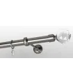 Karnisz metalowy efekt stali nierdzewnej Ø 25 mm - końcówka Crystal Kula drążek gładki