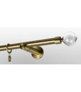 Karnisz pojedynczy Ø 19mm antyk zakończenie Crystal kula Wspornik pojedynczy simple