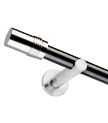 Pojedyncza 19mm matowa czarna końcówka Cylinder efekt stali nierdzewnej