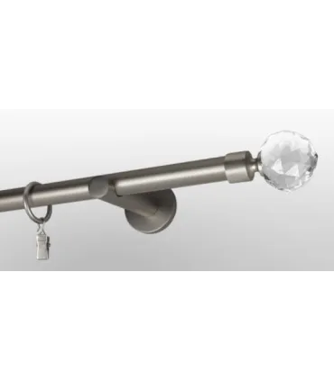 Nikiel satynowy Ø 25 mm - końcówka Crystal kula drążek gładki wspornik simple