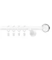 Karnisz biały pojedynczy 19mm błyszcząca końcówka Crystal kula