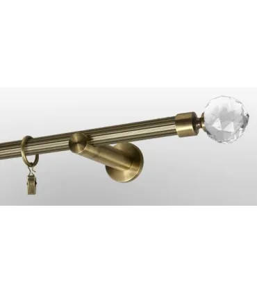 Antyk Ø 19mm - Crystal kula Wspornik pojedynczy simple drążek ryflowany
