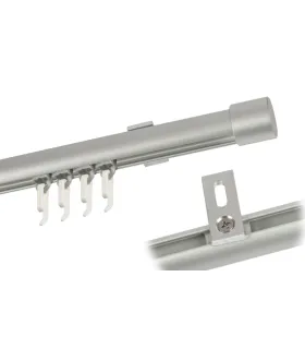 Karnisz pojedynczy profil aluminiowy INOX końcówka Pullo
