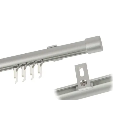 Karnisz pojedynczy profil aluminiowy INOX końcówka Pullo