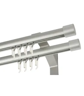 Karnisz podwójny profil aluminiowy INOX końcówka Pullo