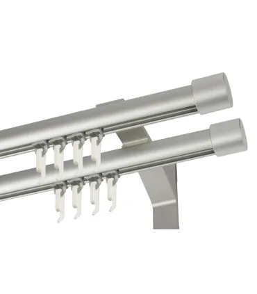 Karnisz podwójny profil aluminiowy INOX końcówka Pullo